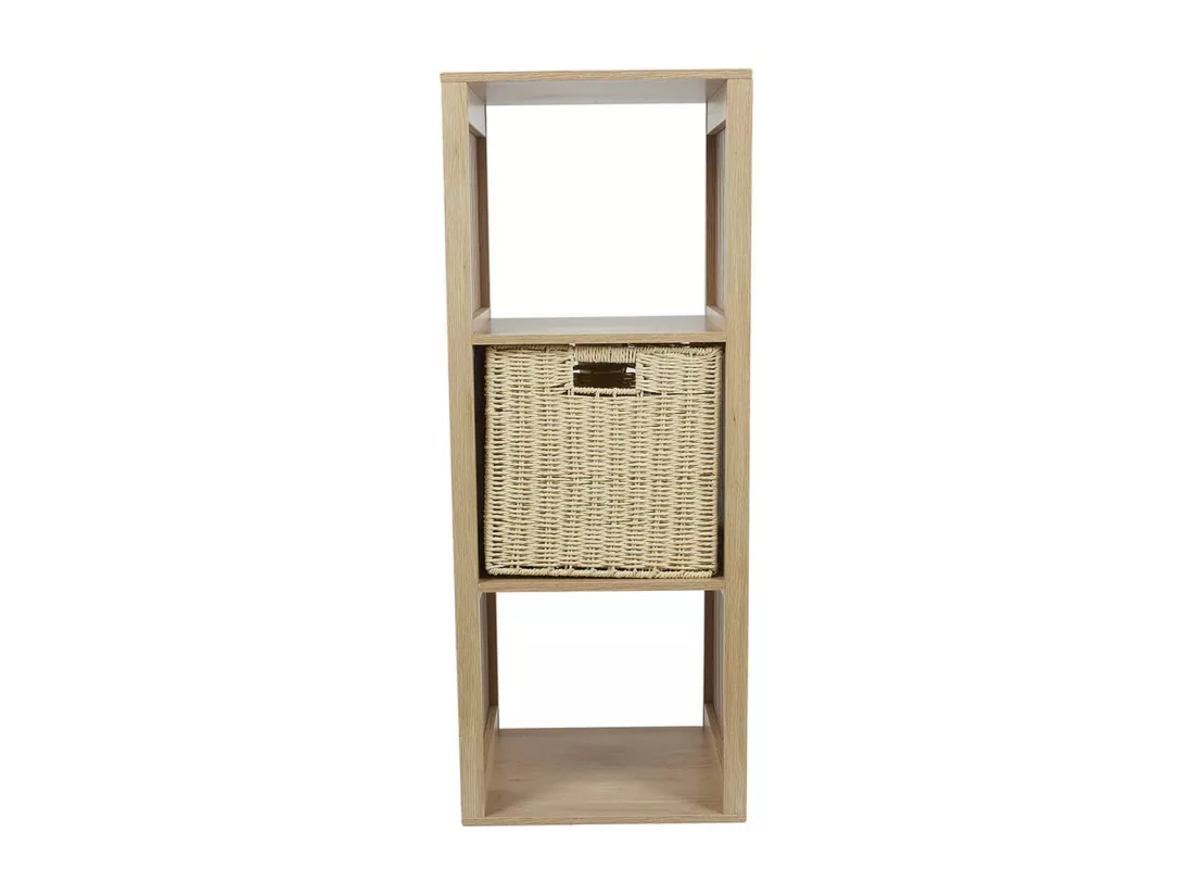 PAJAN - Rangement 3 Cases Effet Bois avec Tasseaux
