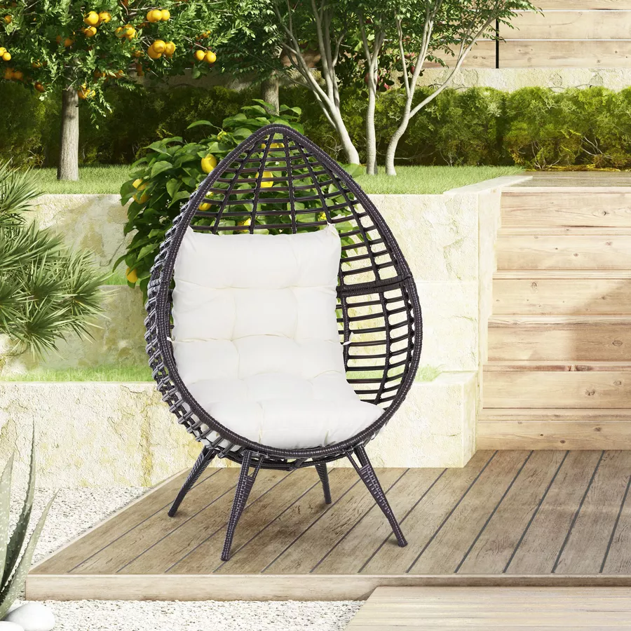 Outsunny Gartensessel in Tropfen Design braun, beige
