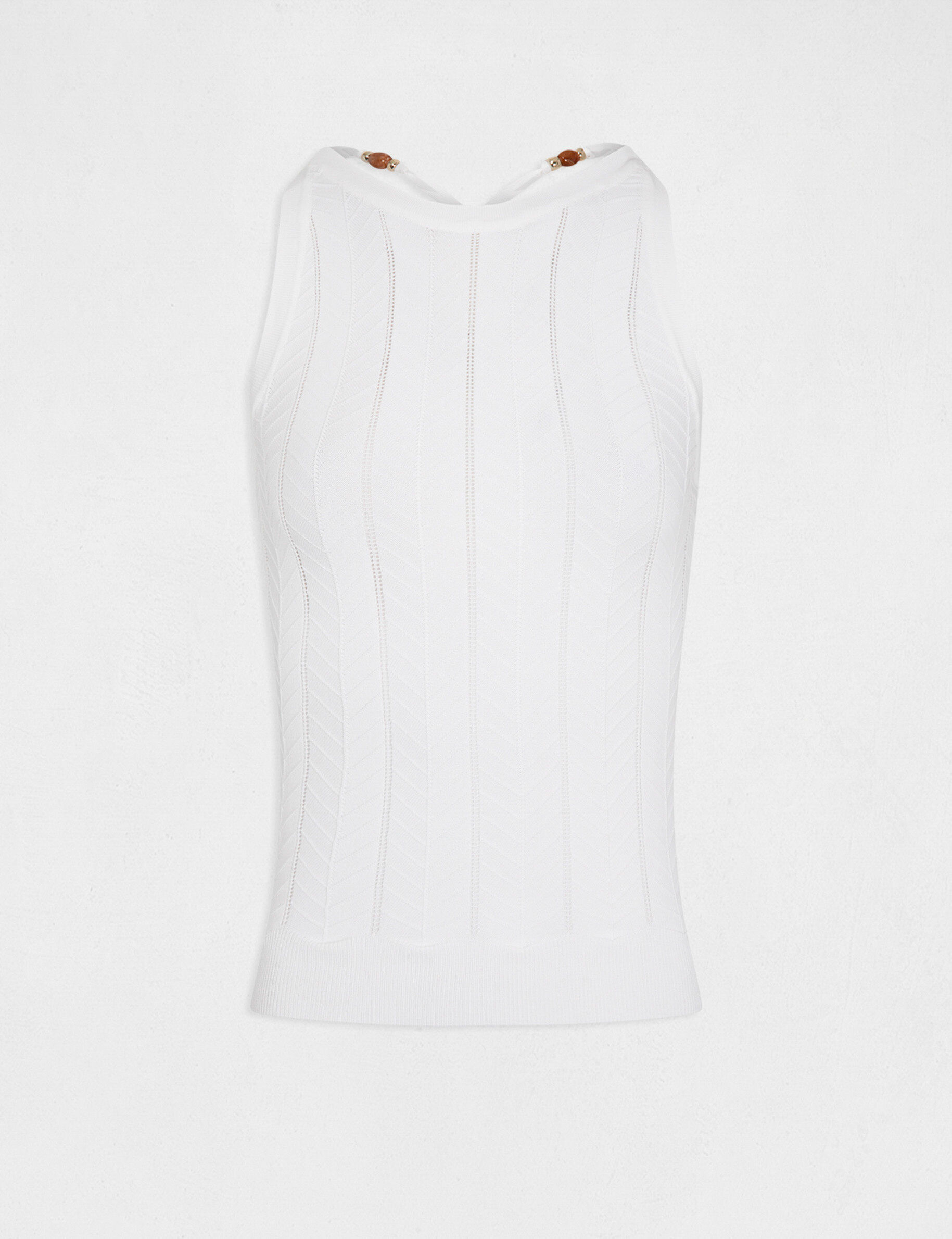 Débardeur pull avec bretelles croisées ecru femme - ecru