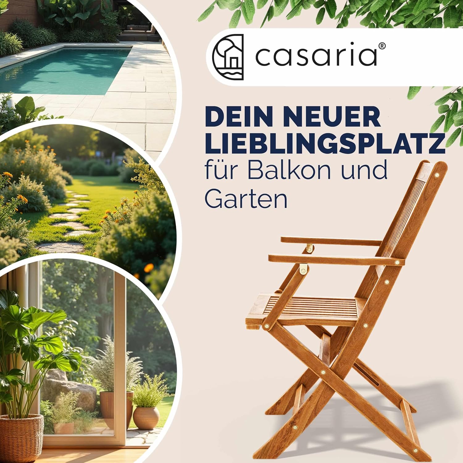 Casaria 4er Set Gartenstuhl Sydney FSC®-zertifiziertes Akazienholz klappbar Klappstuhl Hochlehner Garten Klappsessel