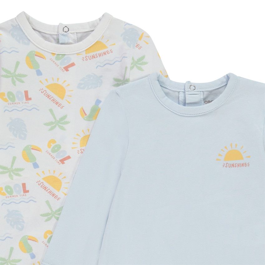Lot de 4 dors-bien en jersey motifs soleil/plage pour bébé garçon - Blanc