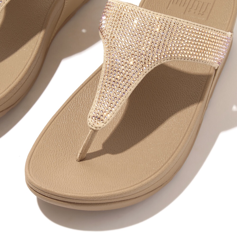 Fitflop Dianette »LULU CRYSTAL EMBELLISHED TOE-POST SANDALS - HOTFIX«  , Keilabsatz, Sommerschuh, Zehentrenner mit weichem Zehensteg