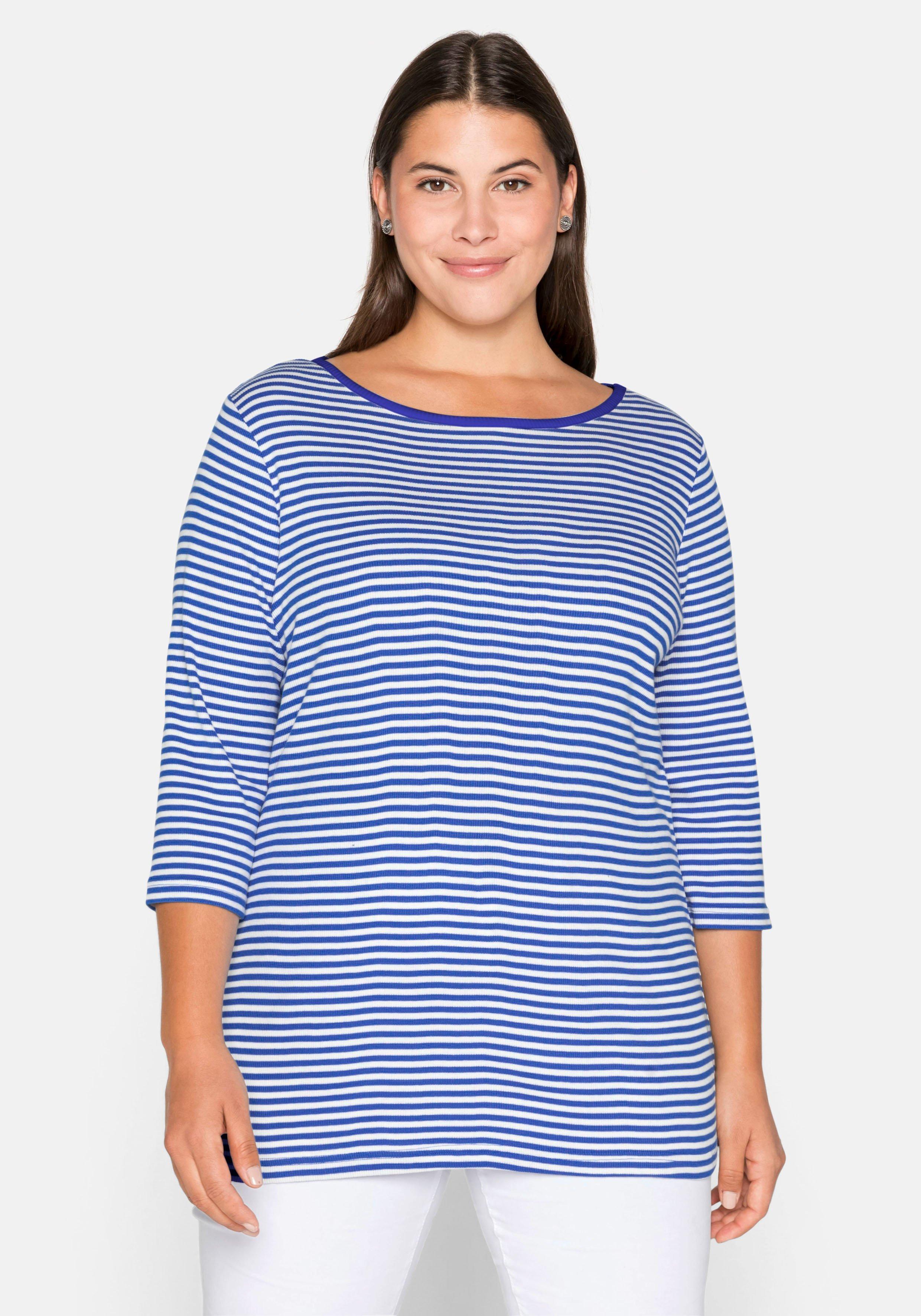 3/4-Arm-Shirt mit garngefärbten Ringeln