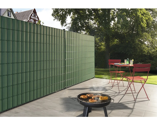 Konsta privacyschermstroken voor dubbeldraads gaas, PP, 5 stroken, 200 x 19,2 cm, groen