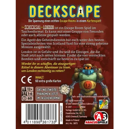 Asmodee Abacusspiele Deckscape Das Schicksal von London
