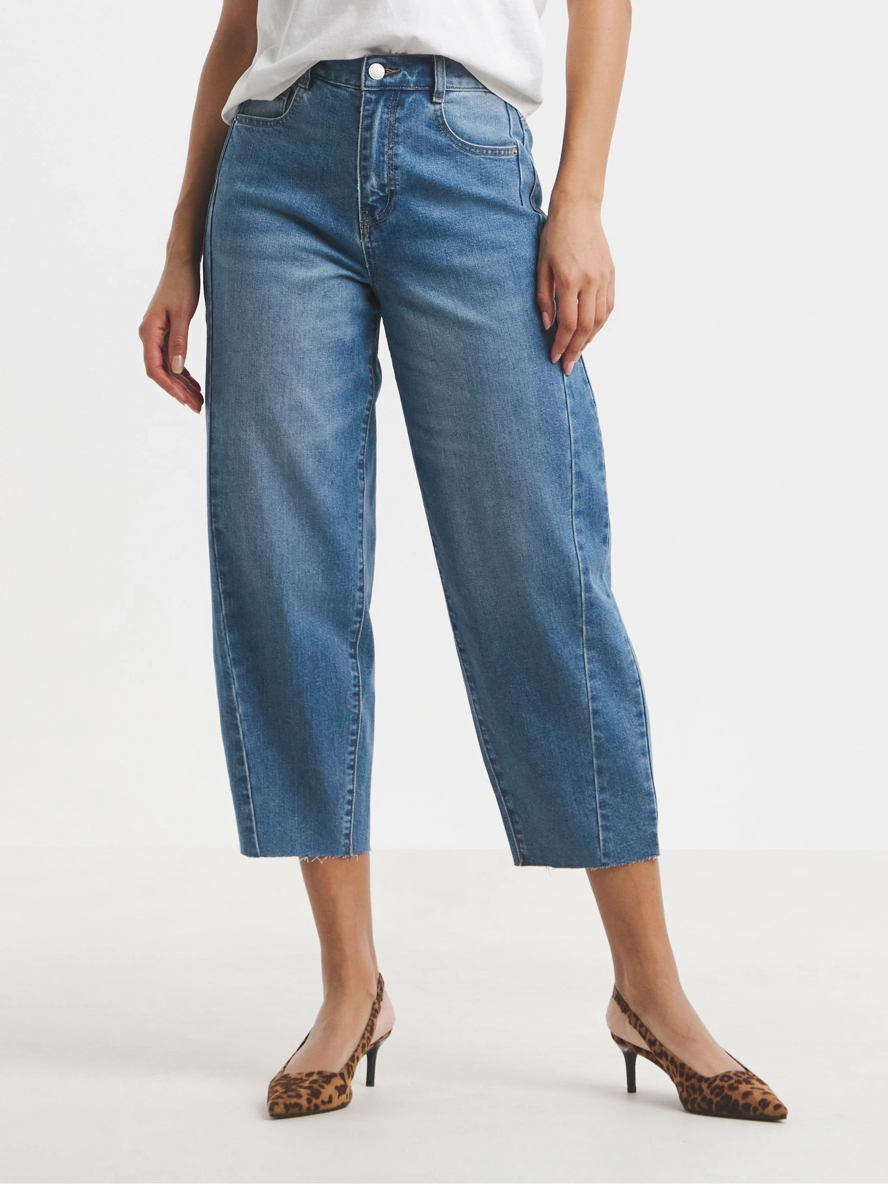 Simply Be Cropped Barrel Leg Jeans