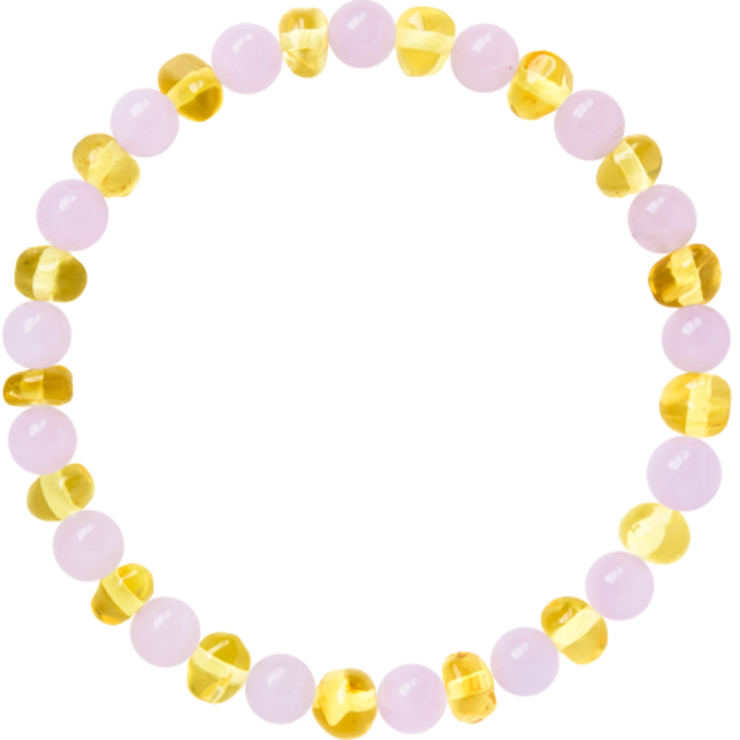 Barnsteen | Armband |  Glimmend | Baroque Lemon Rose Quartz | 19 cm
