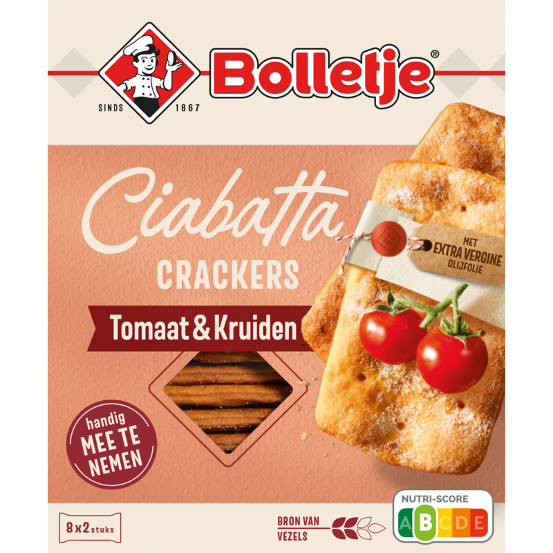Bolletje Ciabatta crackers tomaat & kruiden