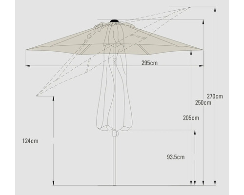 Soluna Cessy middenstokparasol, Ø 300 cm, polyester (PES), ecru
