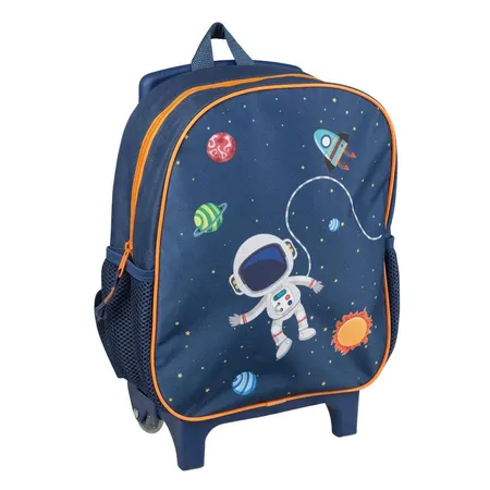Idena Rucksack-Trolley Astronaut / Weltraum mit 2 Glitter Rollen, dunkelblau