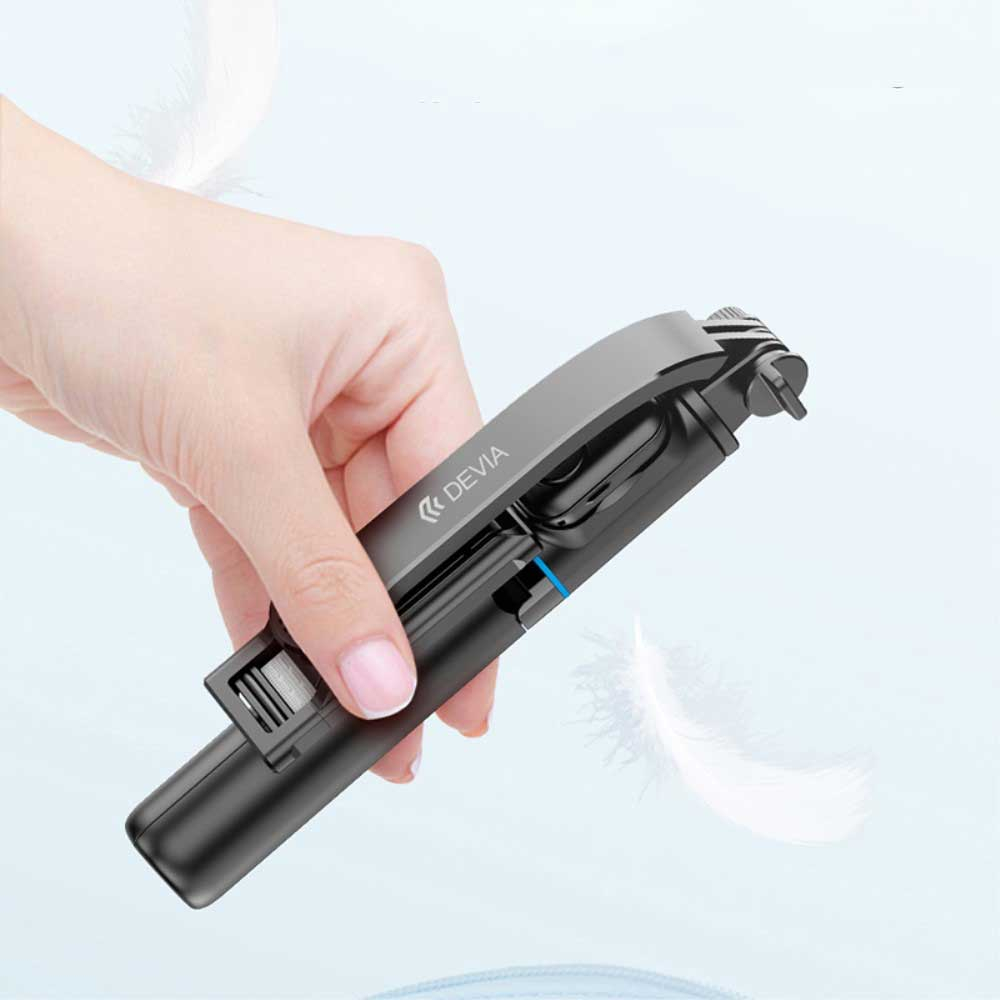 (20-106cm) 360° Verstellbarer Teleskop Ständer Tripod Stativ mit Smartphone Halterung   Fernauslöser - Schwarz