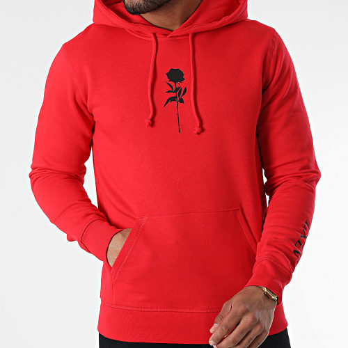 Sweat Capuche Chest Roses Rouge Noir