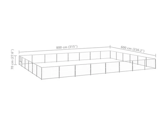 Chenil extérieur cage enclos argenté 800 x 600 x 70 cm 02_0000283