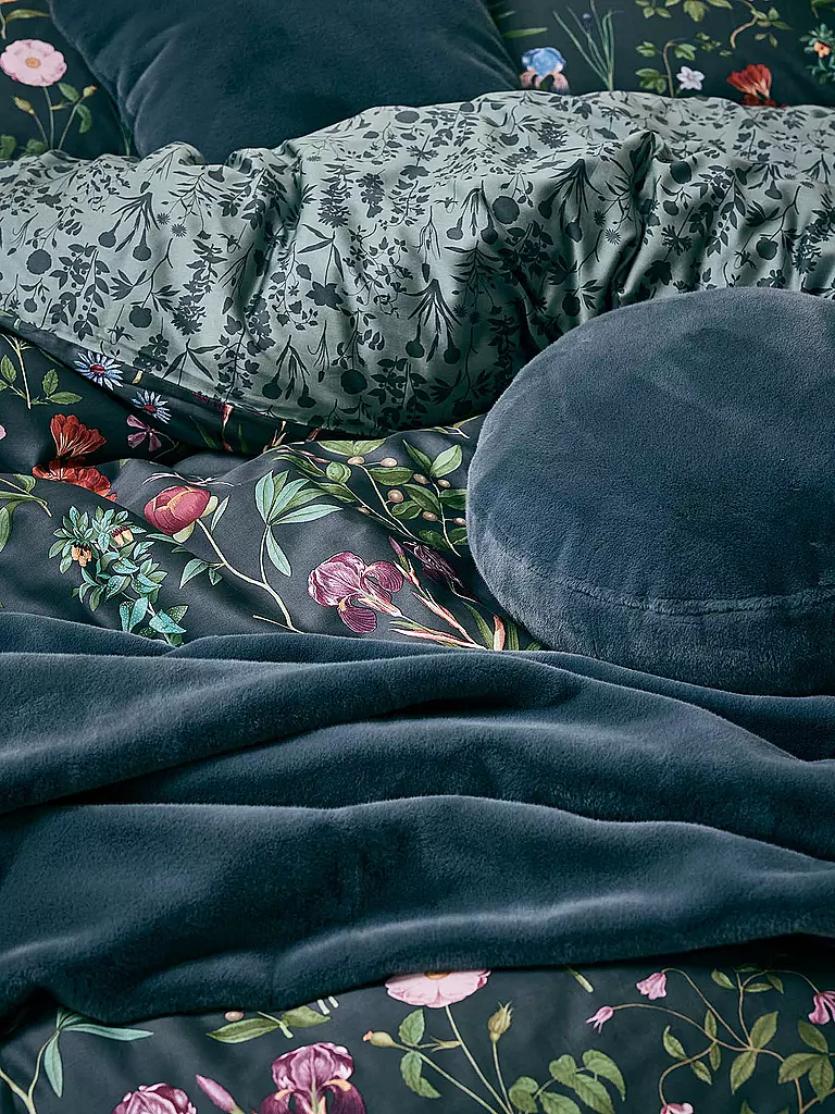 ESSENZA Satin-Bettwäsche MARIGOLD 70x90cm/140x200cm Slate Grey  petrol
