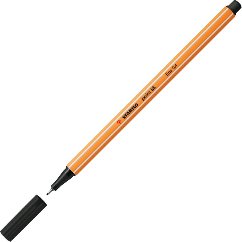Stylo feutre Stabilo point 88 à capuchon pointe 0,4 mm - écriture extra-fine - Pochette de 15