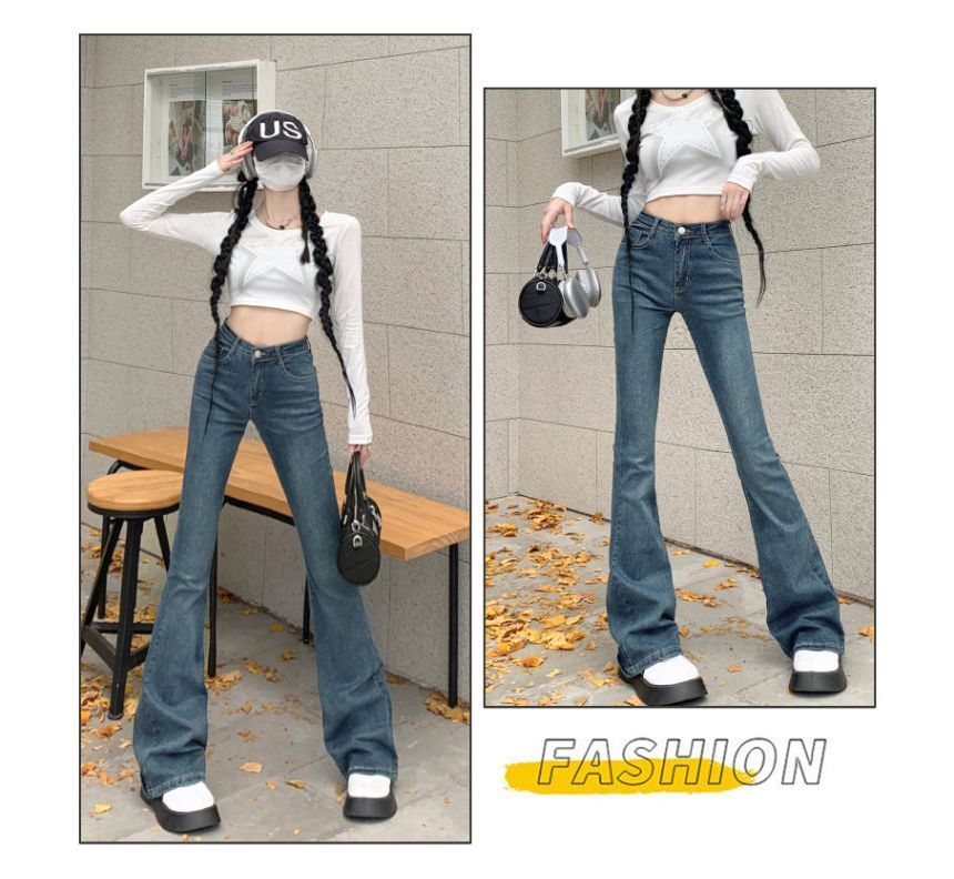 Denimot - Hoge taille, fleecegevoerde bootcut jeans (verschillende ontwerpen)