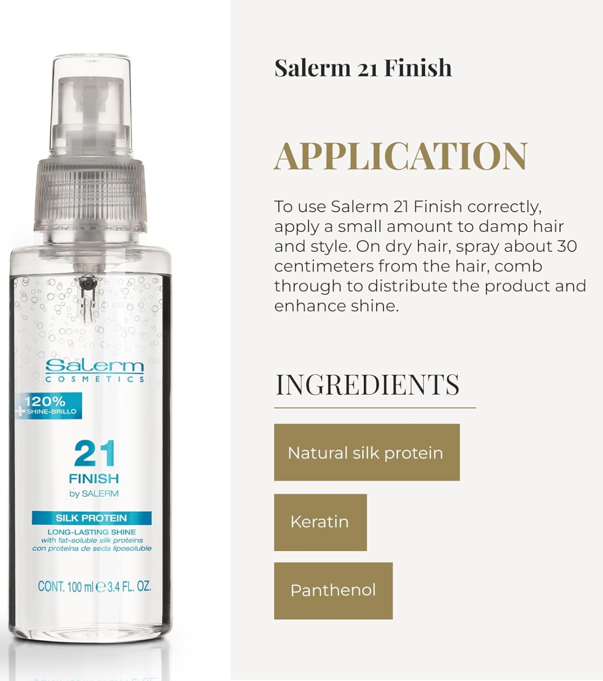 Salerm - *Salerm 21* - Spray de brilho com proteínas da seda Finish