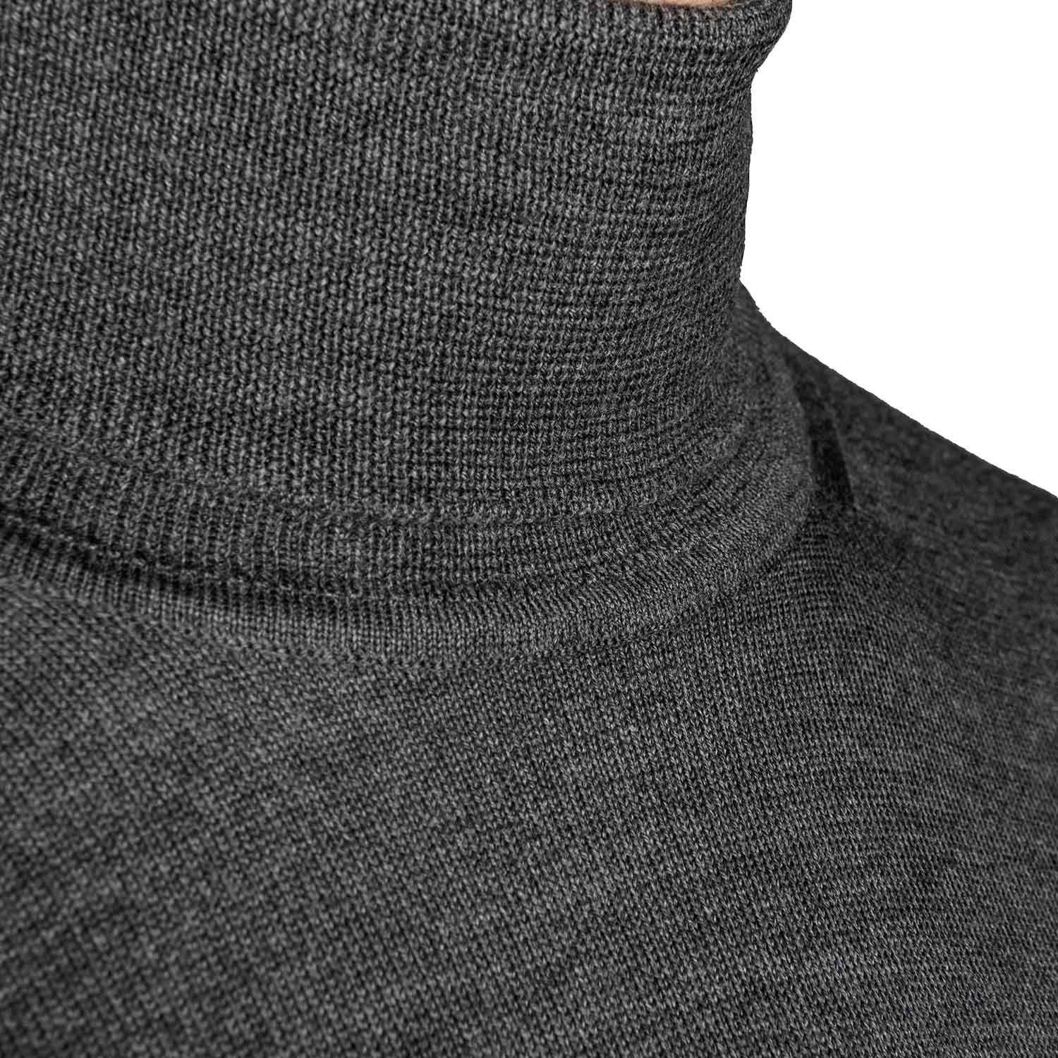 Pull col roulé 100% pure laine Mérinos gris anthracite