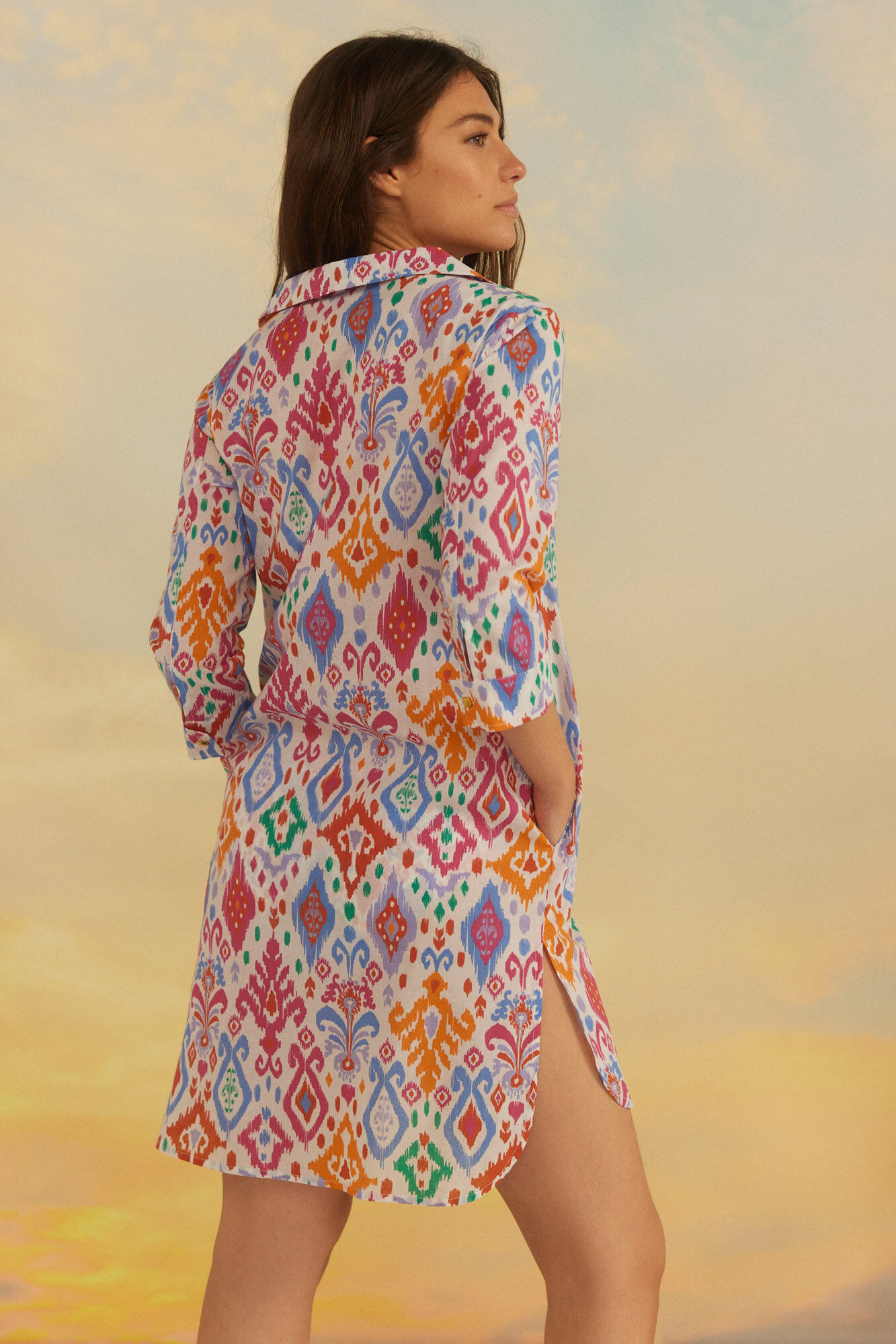 Túnica caftan estampada - Estampa roxa