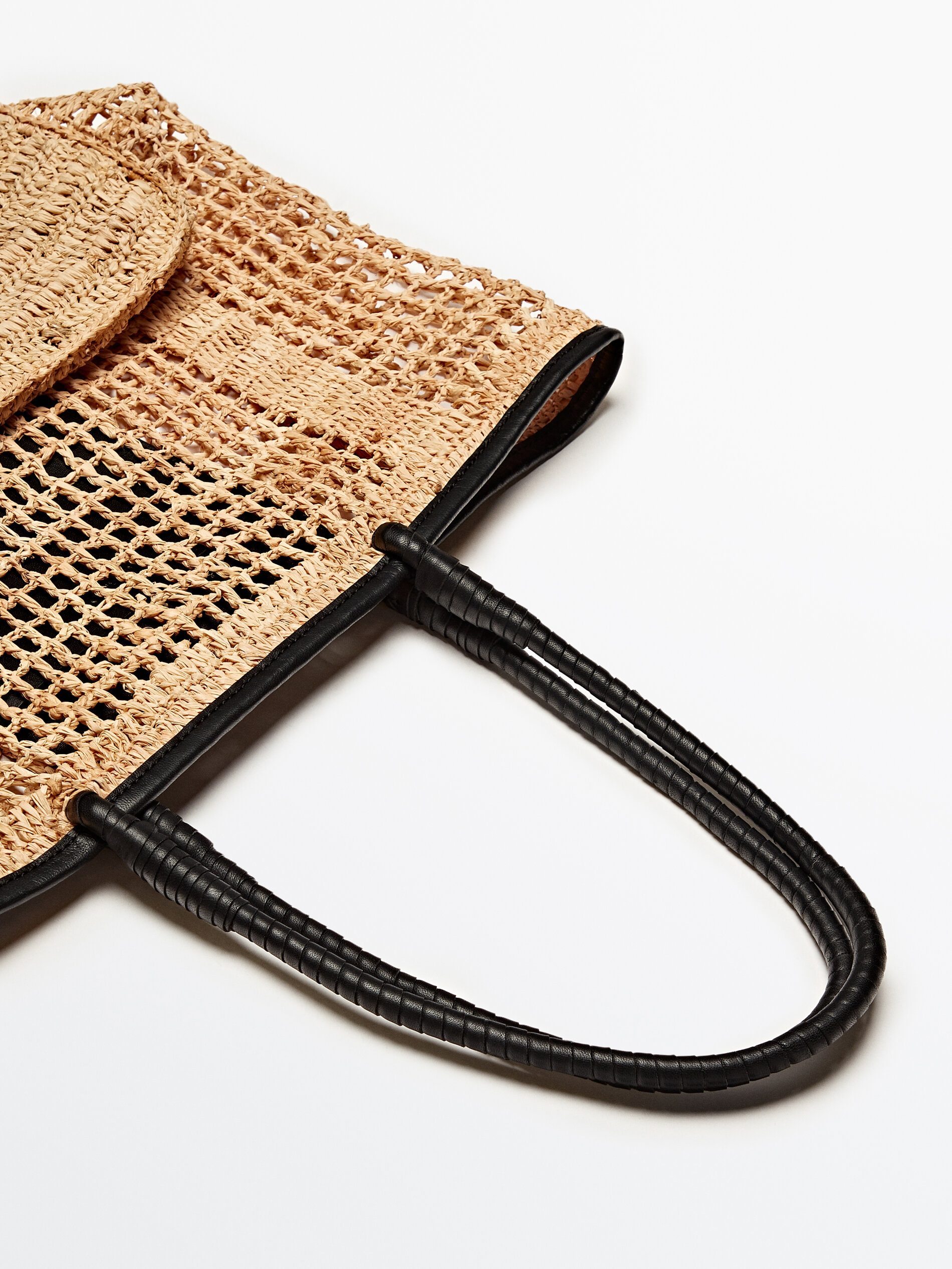 Bolsa shopper Calado em ráfia - BEGE