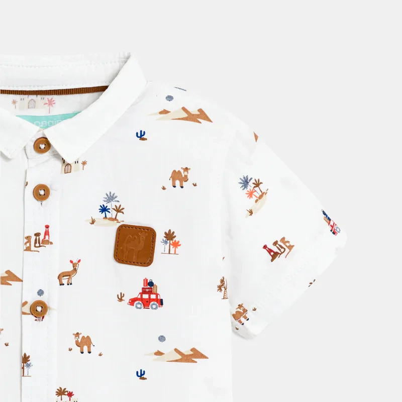 Chemise coton imprimé desert blanc bébé garçon Blanc