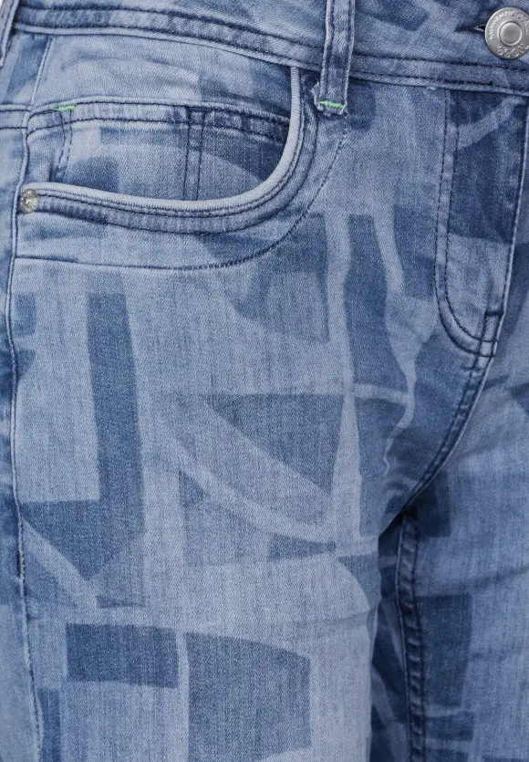 Laserprint Casual Fit Jeans - mid blue wash