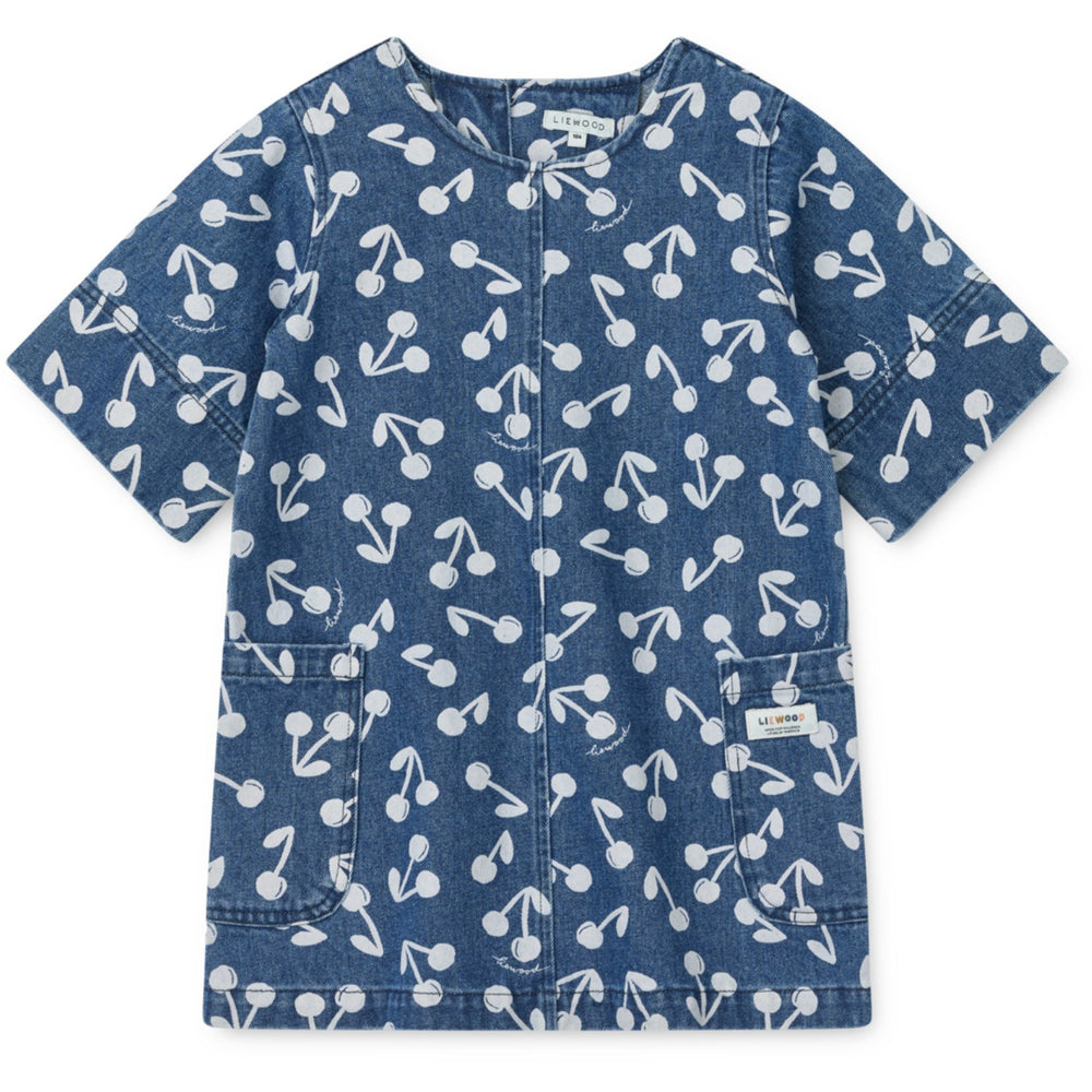 Køb LIEWOOD Cherry Blossom / Medium Blue Denim Angelica Ss Printed Denim Kjole