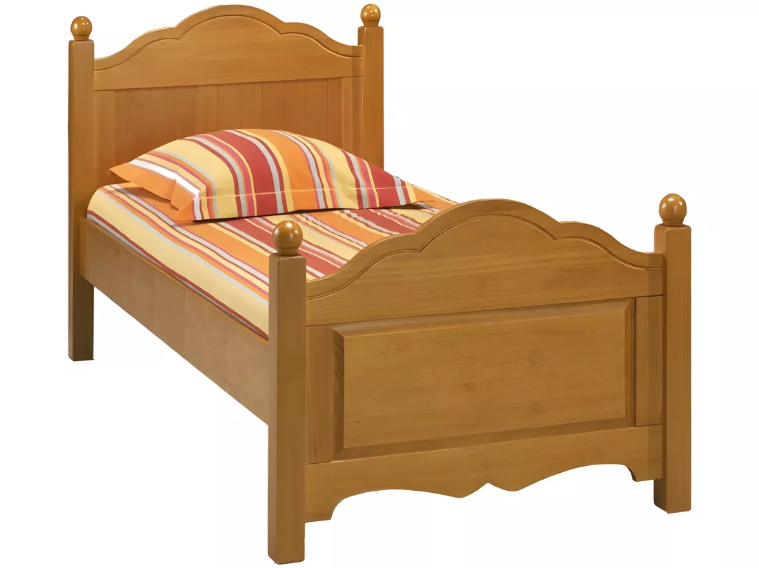 Chambre Enfant Pin Miel Lit 90 + Armoire + Commode