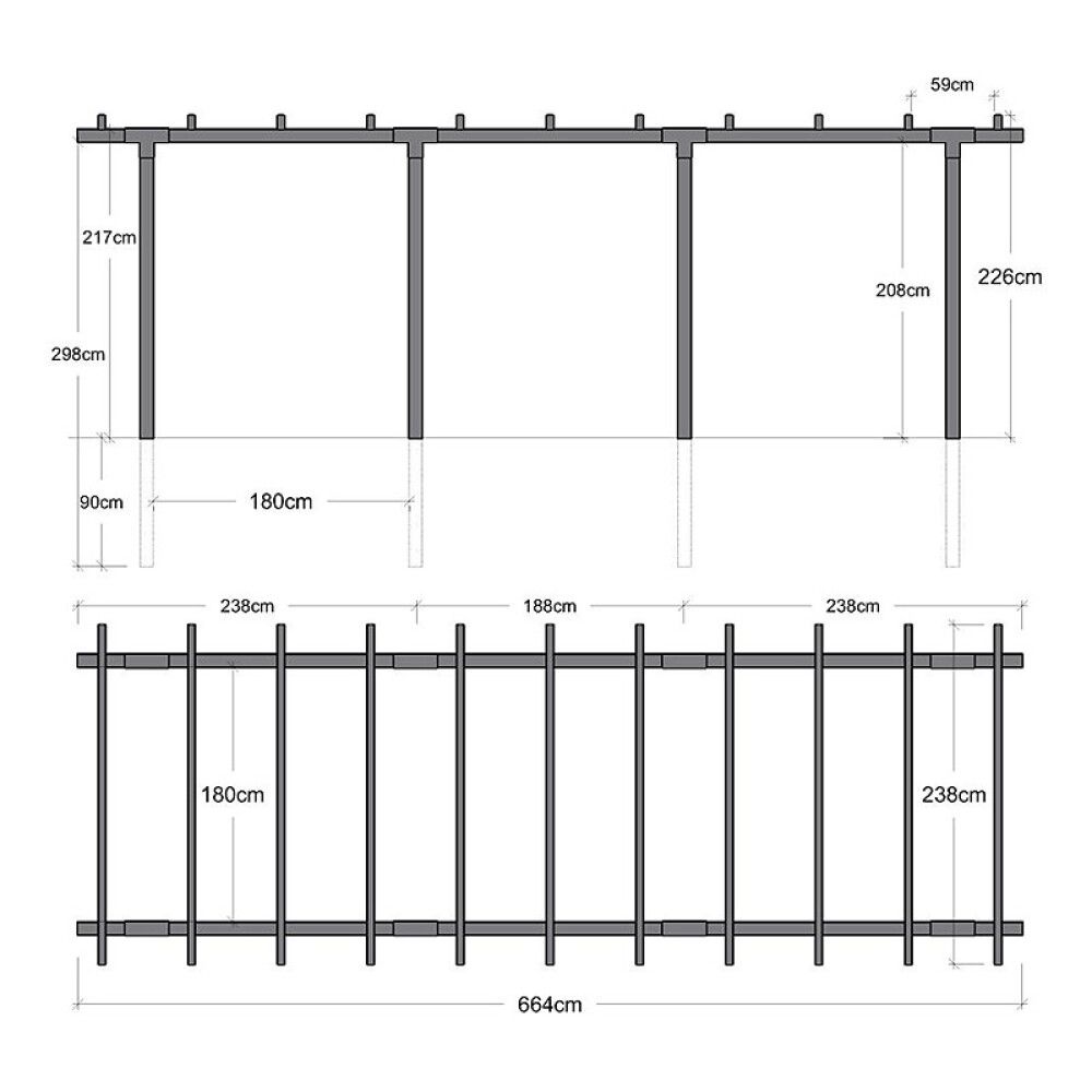 PERGOLA PLUS CUBIC DOBBEL 3 MODULER SVART
