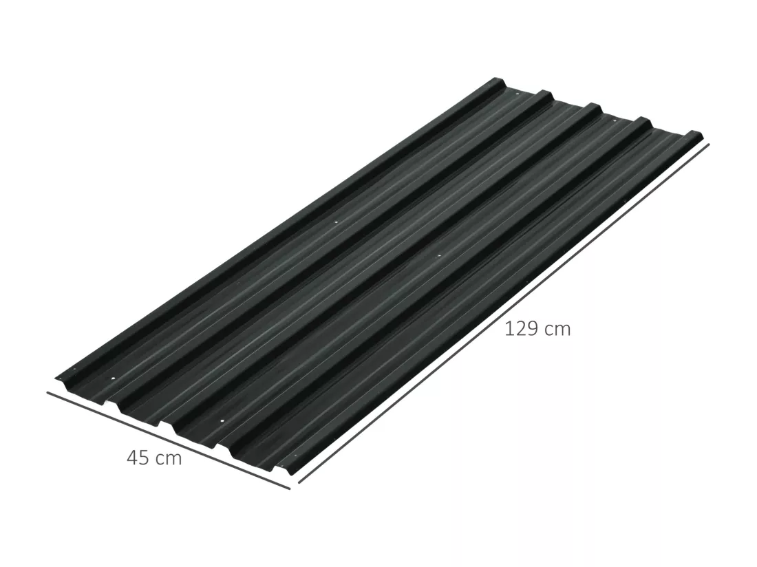 Lot de 12 panneaux - dim. 129L x 45l cm - tôle acier ondulé anthracite