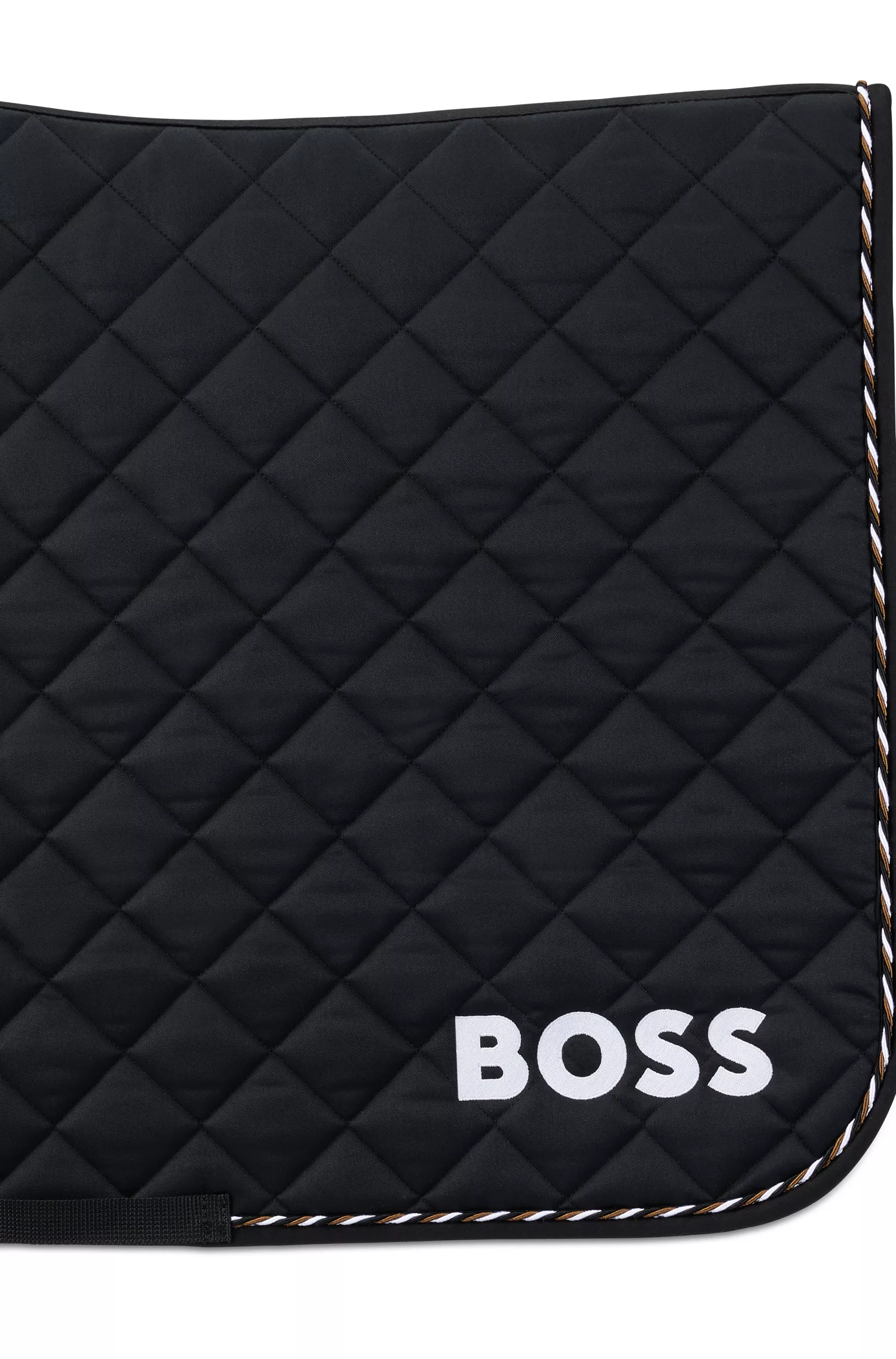 Protetor de sela BOSS Black-Equestrian para adestramento, de secagem rápida, com logotipo.