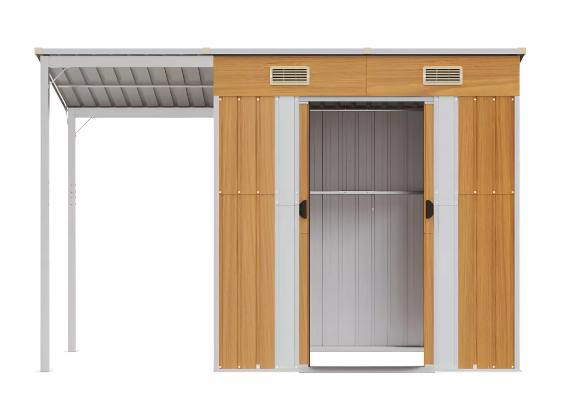 Abri de jardin avec toit prolongé marron clair 277x110,5x181