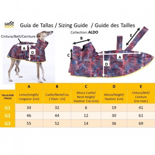 Capa de chuva Groc Groc Aldo para galgos