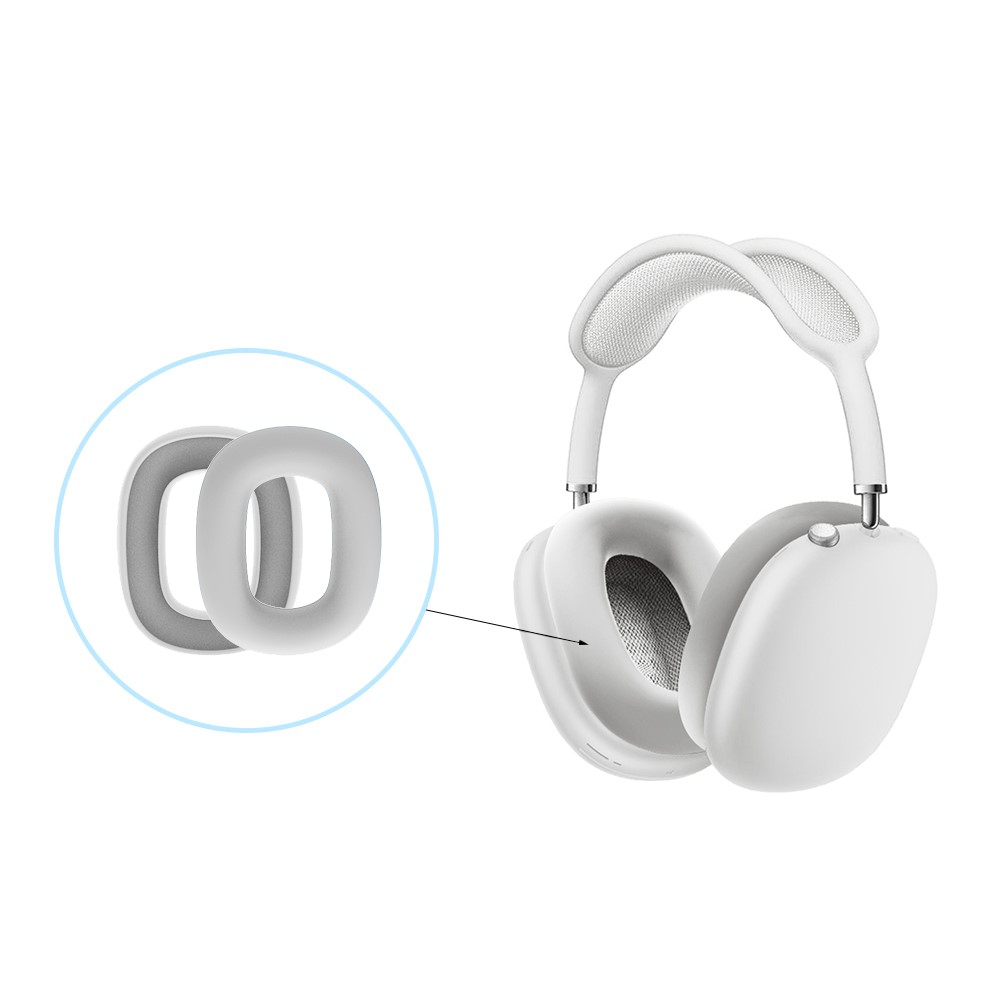 (5-tlg.Set) AirPods Max Silikon Hülle Schutz Abdeckung - Weiss