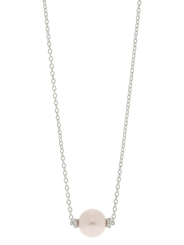Anhänger & Kette, Muschelkernperle & Zirkon, 46 + 3 cm