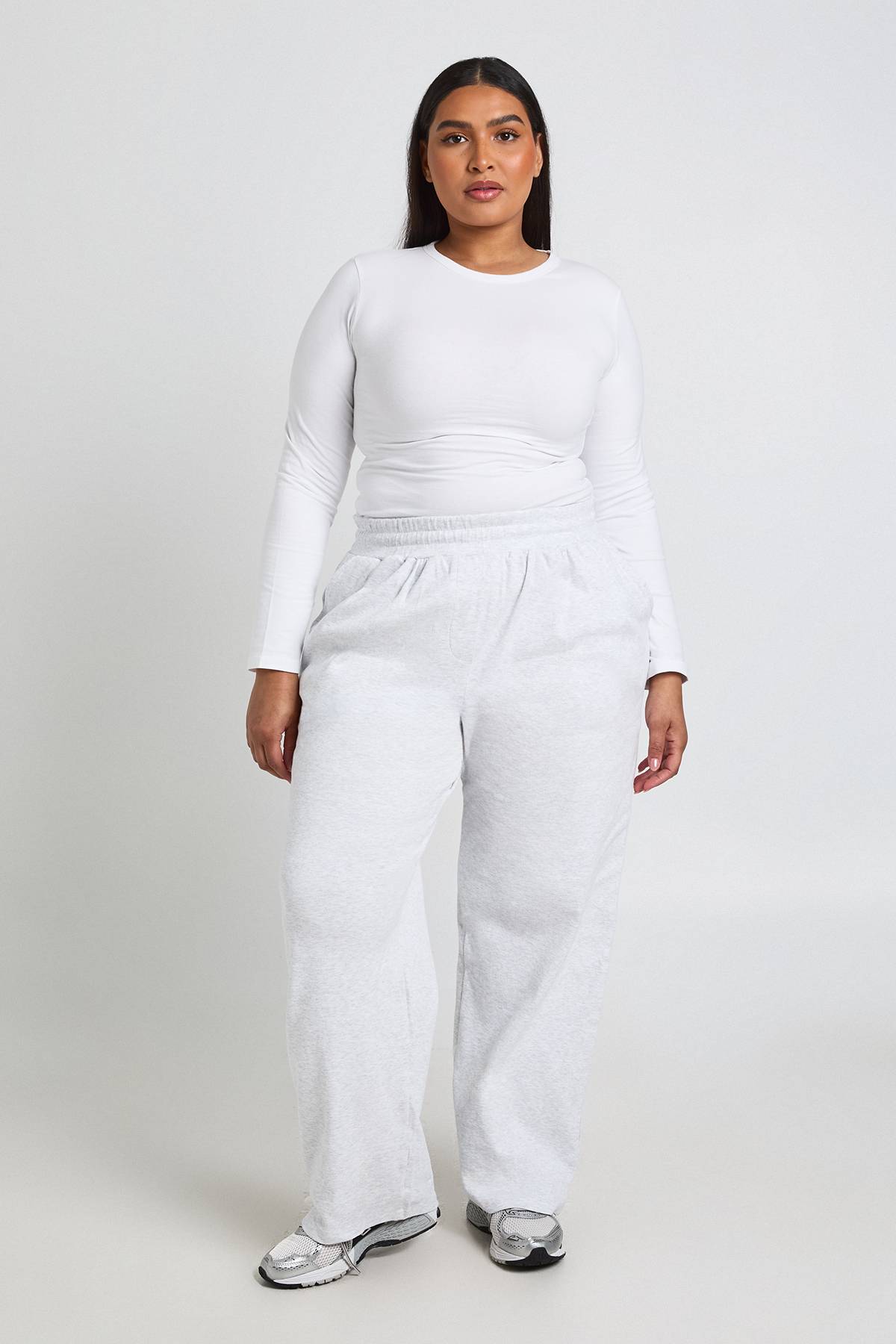 boohoo Jogging Ballon Plissé en Maille Côtelée Grande Taille