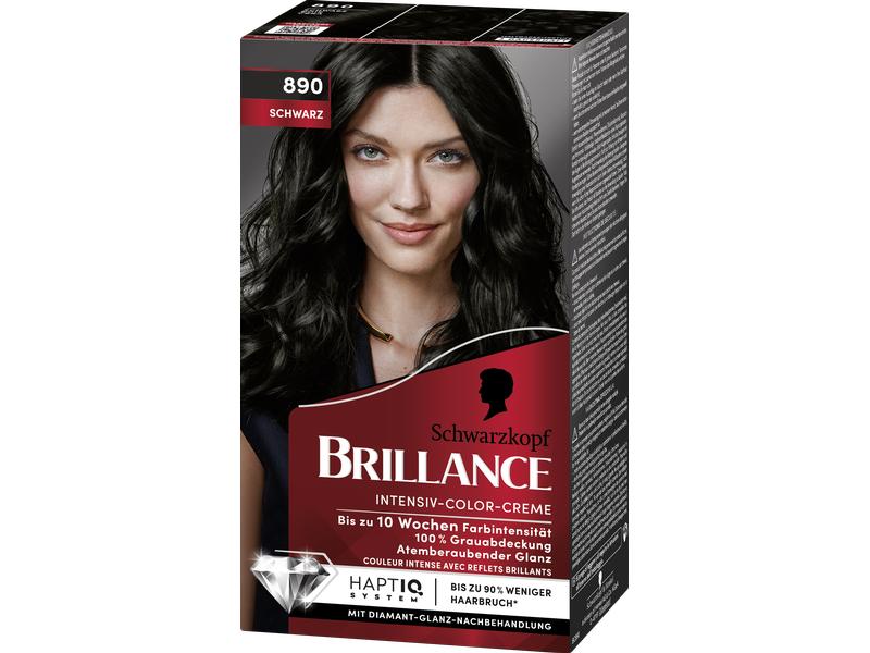Schwarzkopf BRILLANCE Haarcoloration 890 Schwarz Atemberaubende, intensive Haarfarbe für langanhaltende Farbintensität bis zu 10 Wochen
