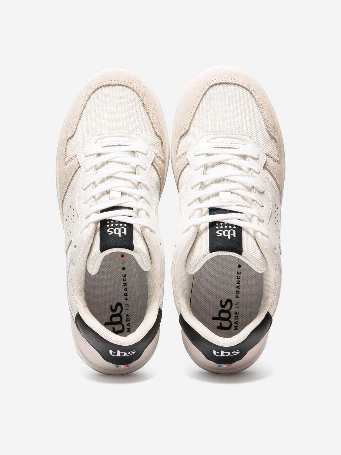 Baskets Homme Confort Dessus Cuir et Mesh Blanc