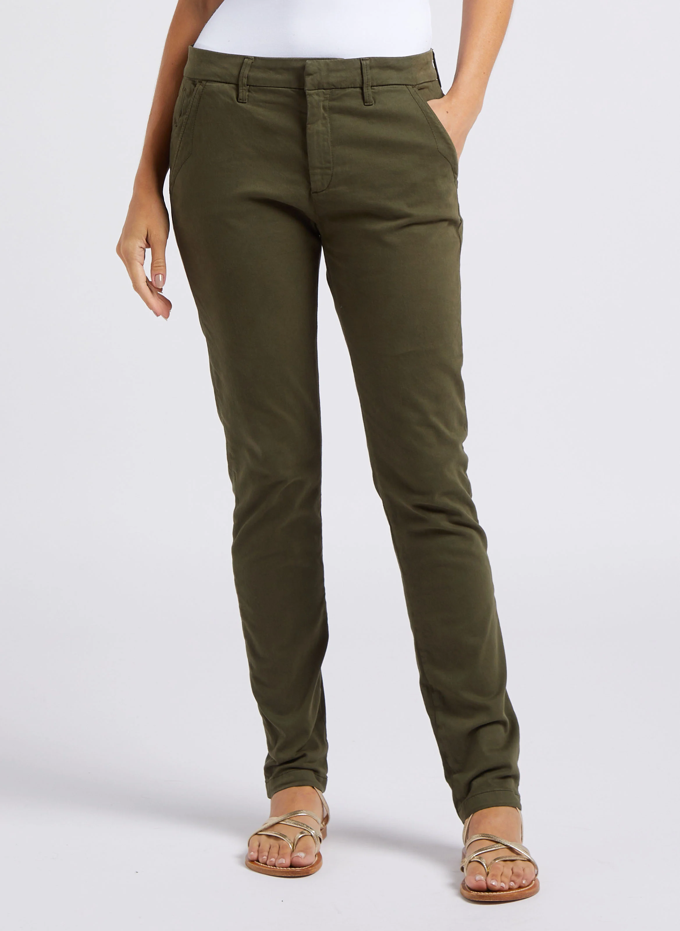 SANDY BASIC 2 - Pantalon chino en coton mélangé | Kaki