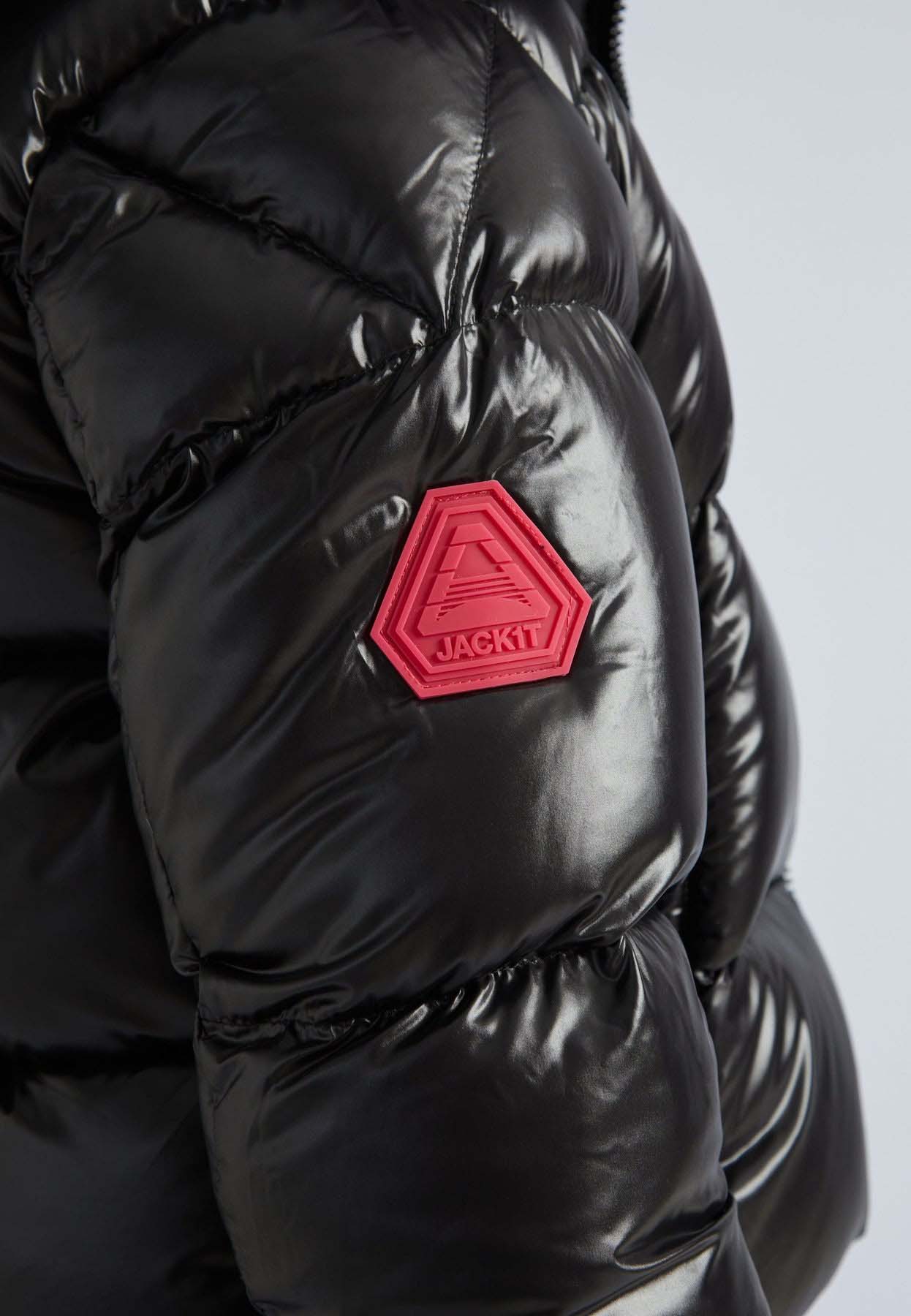 EZ Slick Puffer Hooded Jacket V2 Dame Black/Red