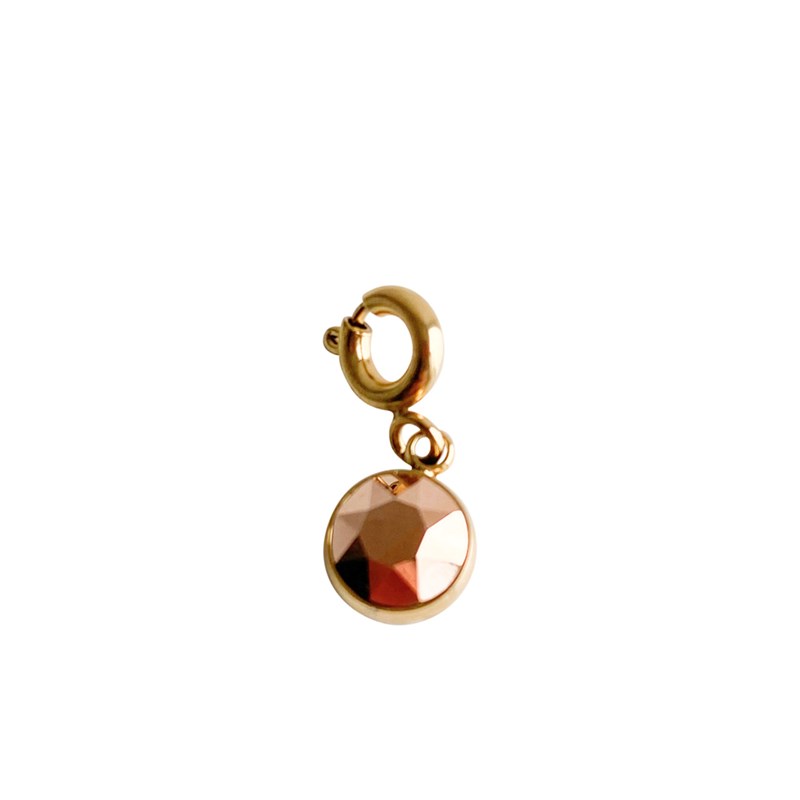 Charm pampille en acier doré avec cristal beige pêche