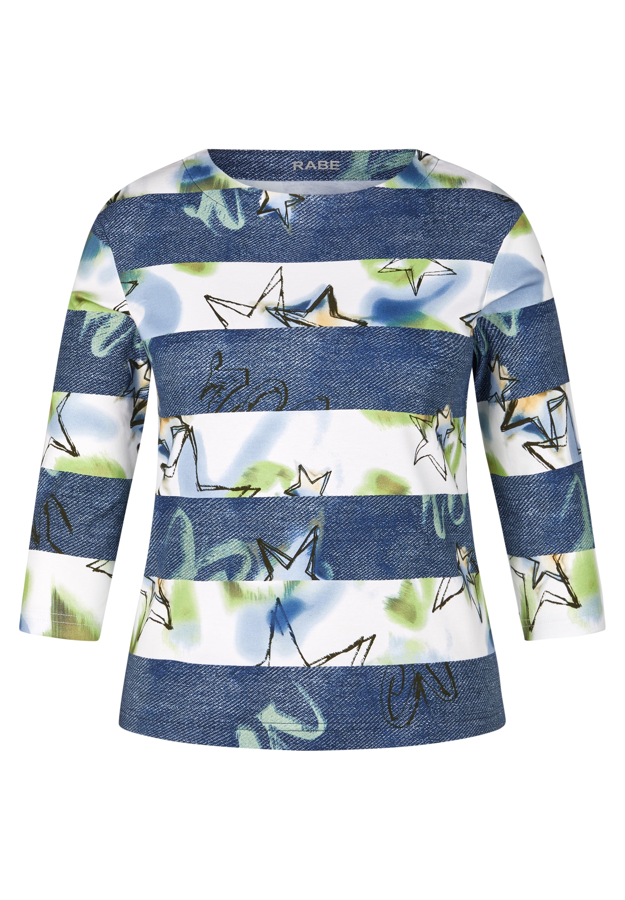 Rabe Print-Shirt , mit Jeans-Color-Blocking und grafischem Muster