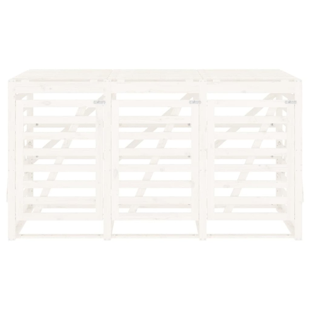 Abri pour poubelle triple sur roulettes blanc bois pin