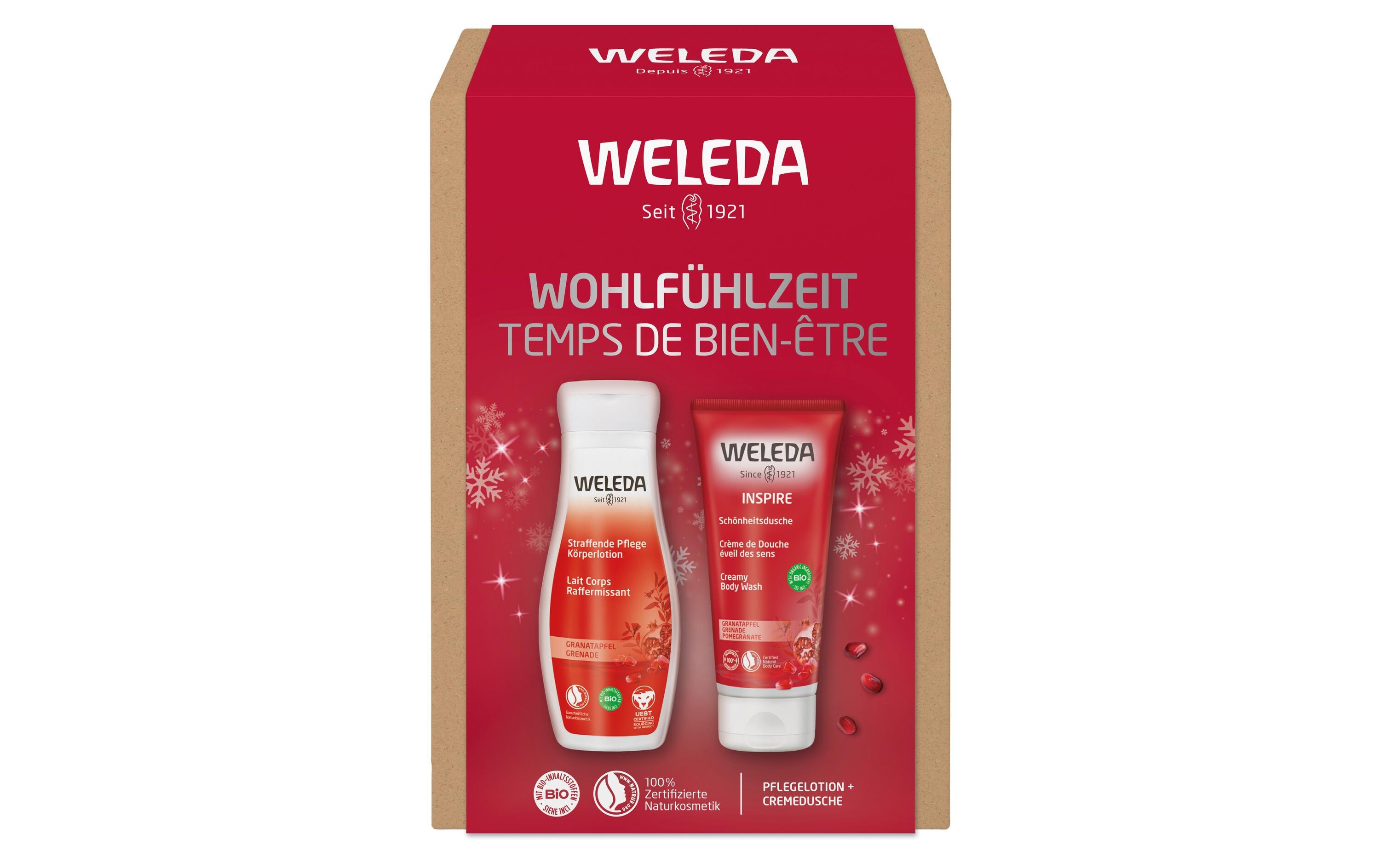 Geschenkset Wohlfühlzeit 1 x 200 ml & 1 x 50 mlGeschenkbox mit Körperlotion und Schönheitsdusche