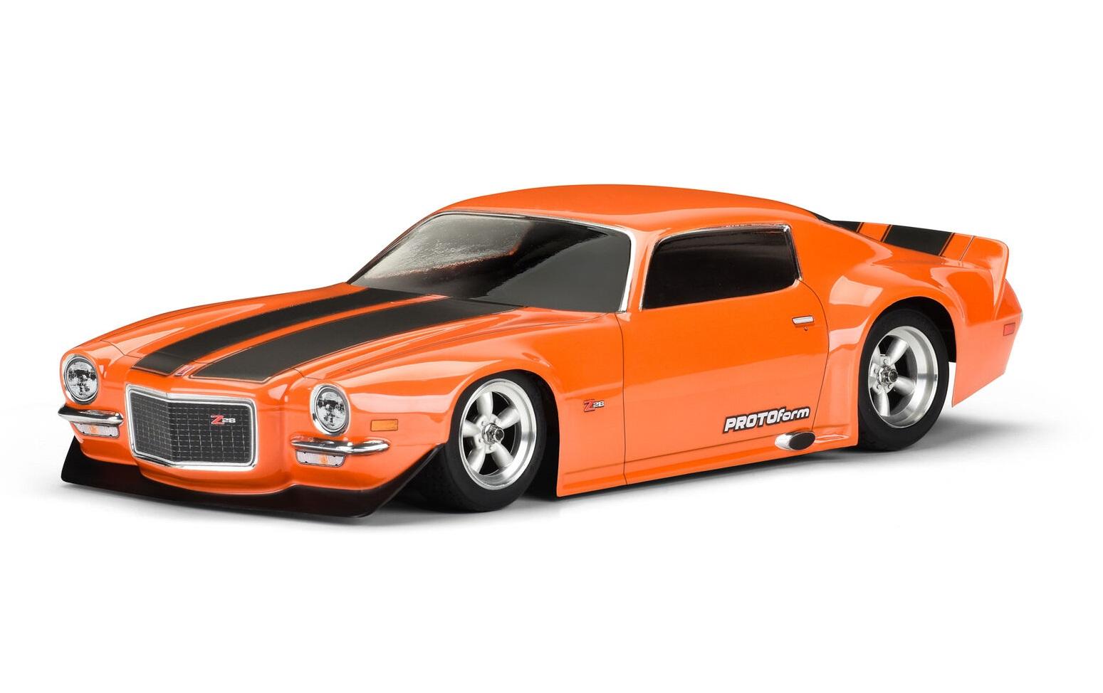 Karosserie Chevrolet Camaro Z28, 1971 unlackiert, 1:10Vintage Trans-Am Karosserie für Tourenwagen