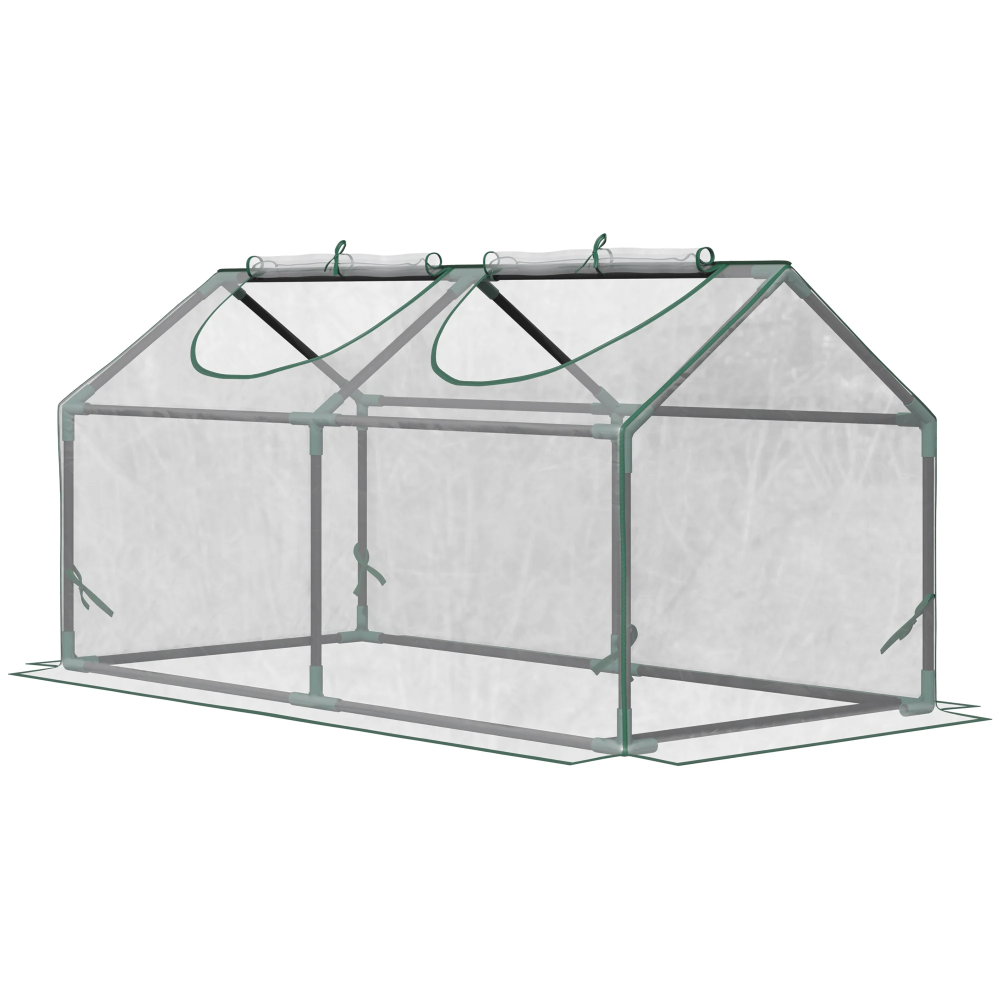 Estufa Outsunny Terrace 120x60x60 cm em aço para jardim com 2 janelas de enrolar, ideal para cultivo de plantas, vegetais e flores. Transparente.