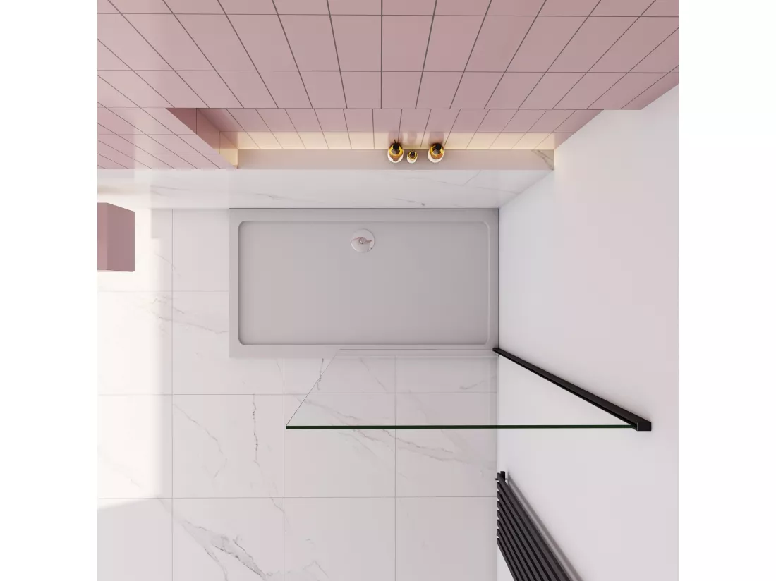 AICA paroi de douche à l'italienne fixe 70x200cm,style atelier,Profilé en aluminium noir mat,en 8mm verre anticalcaire,sans receveur