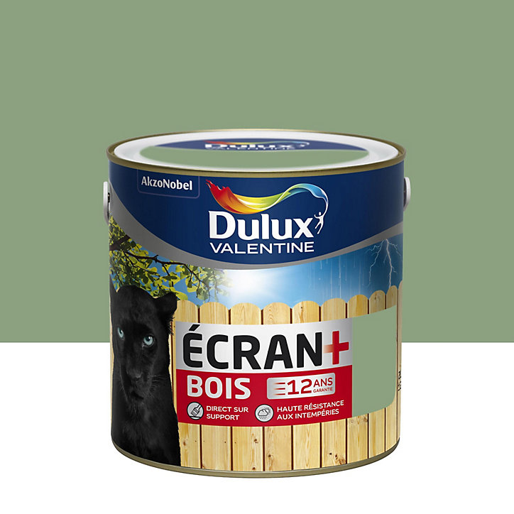 Peinture extérieure bois Ecran+ Bois Dulux Valentine satin vert provence 2L