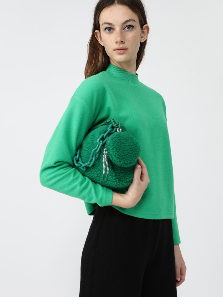 Conjunto de bolsa e porta-moedas com forro de sherpa - Verde