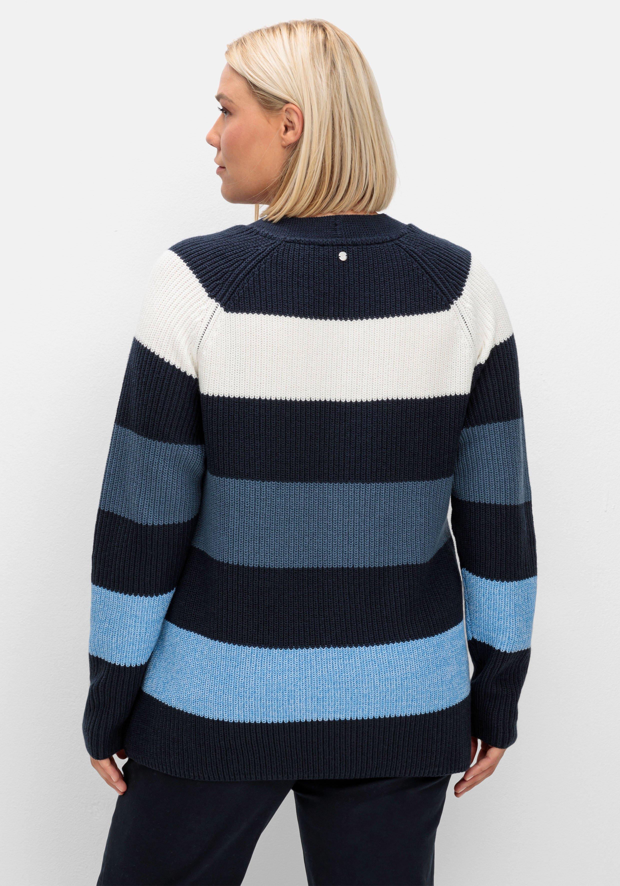 Pullover im Patentstrick, mit Blockstreifen